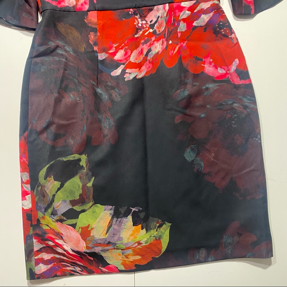 Trina Turk Black & Red Trousdale Floral Float V-neck Ruffles Sleeve Dress NWT 4 - Picture 10 of 16